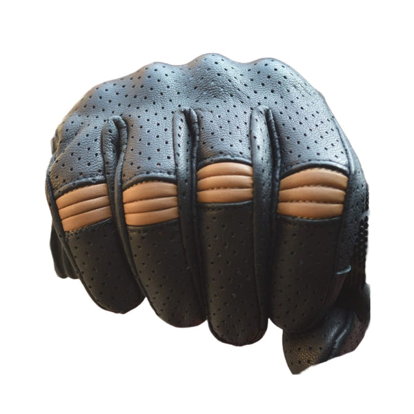 AAGLEZ Biker Gloves with Protective Knuckles, Racing Gloves, Motorcycle Protective Gloves (Black & Brown)