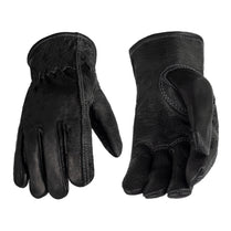 American Fur Premium Buffalo Leather Gloves, Unlined Work Gloves (Black)