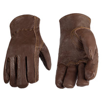 AMERICAN FUR Premium Buffalo Leather Gloves, Unlined Work Gloves (Brown/Cognac)