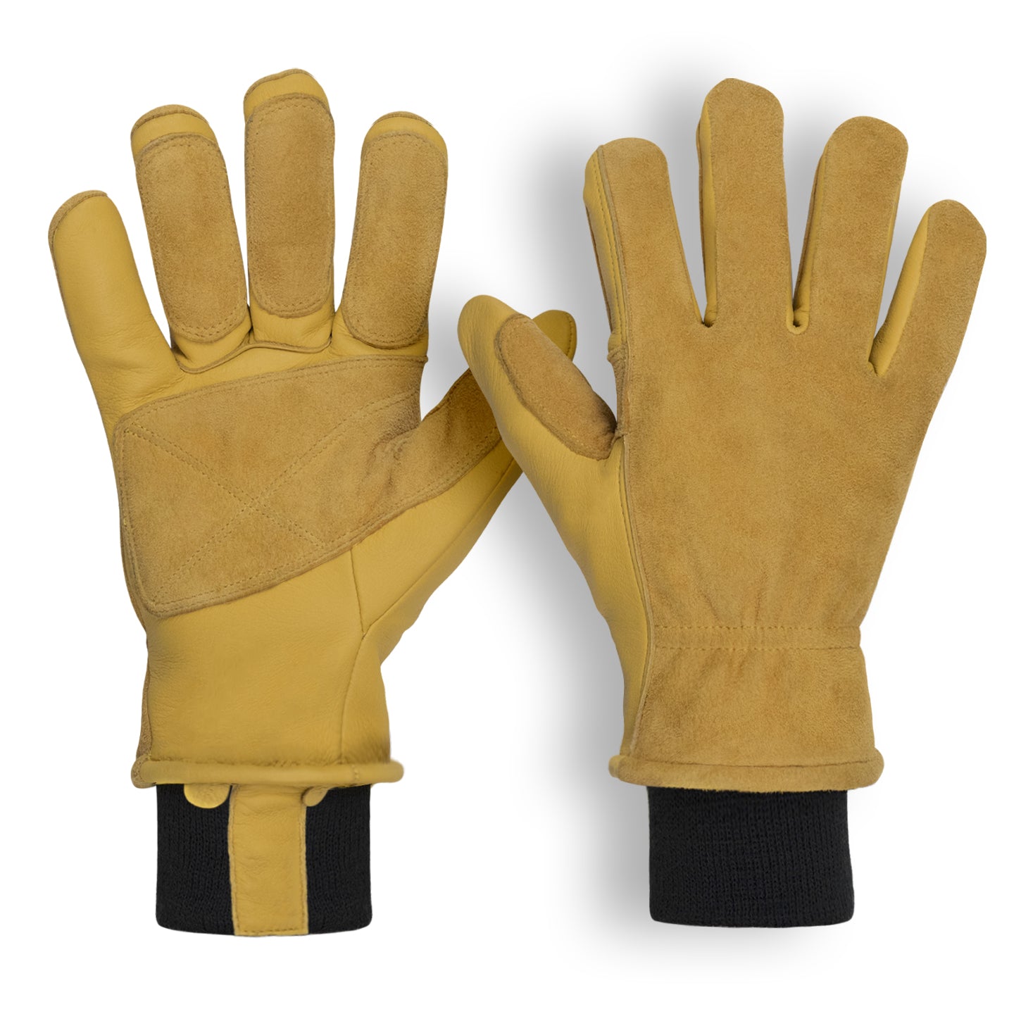 Guide Gear Mens Deerskin Leather Work Gloves Insulated, Thinsulate 40 Gram  