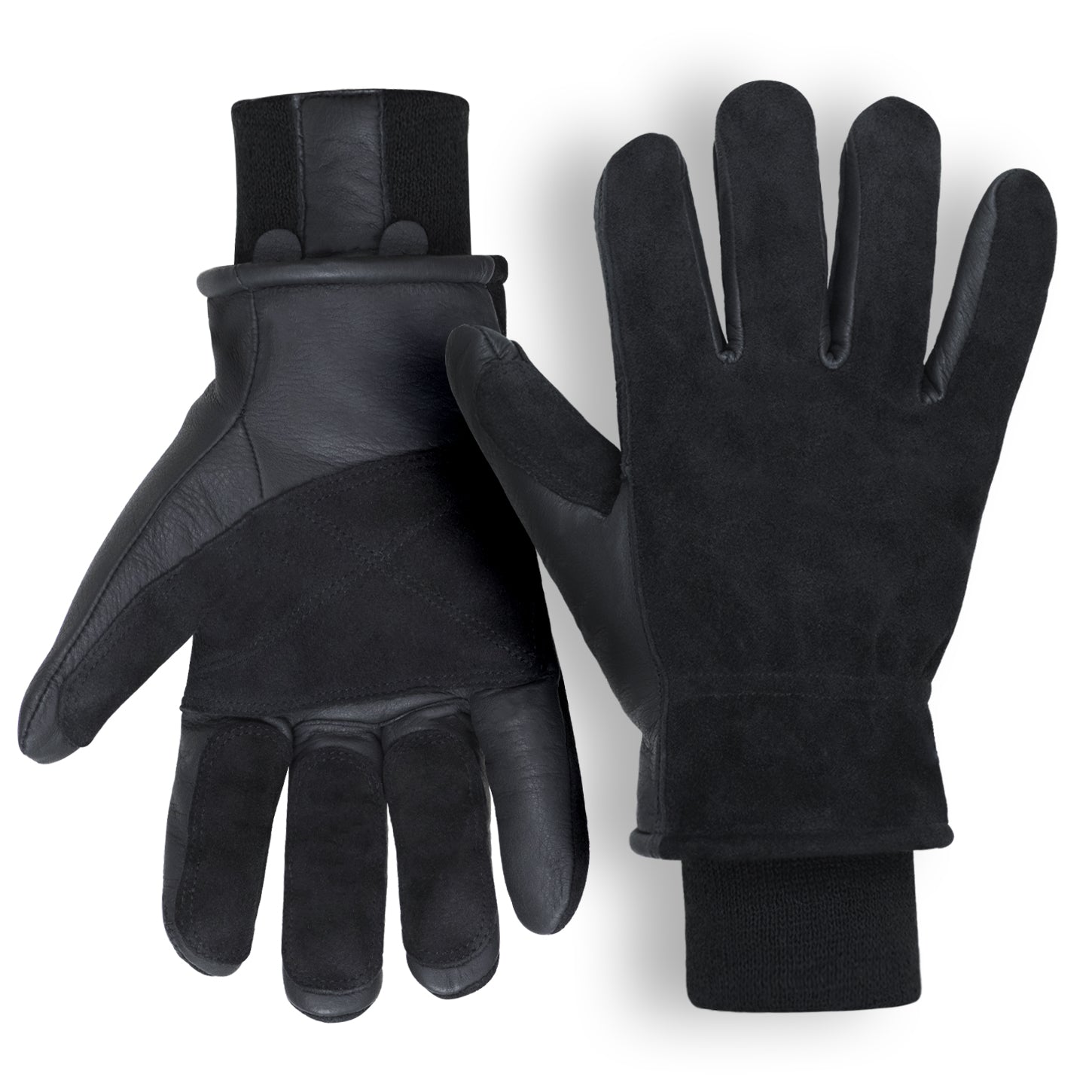 thumbnail image 2 of Men's 3M Thinsulate Leather Gloves – Black, Thermal, Elegant Winter Wear 2 of 5